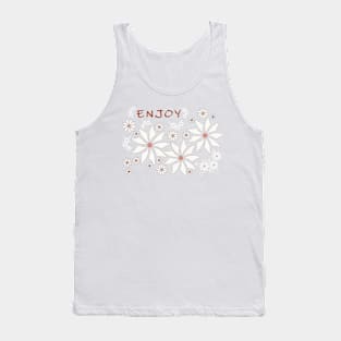 White daisies on salmon dark background Tank Top